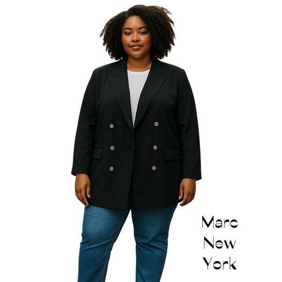 Marc New York Black Dark Academia Classic Double Breasted Blazer NWT Size 2X - Picture 1 of 13